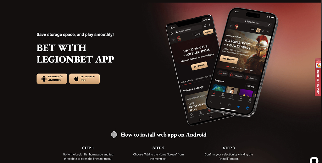 Legion Bet Casino mobile experience